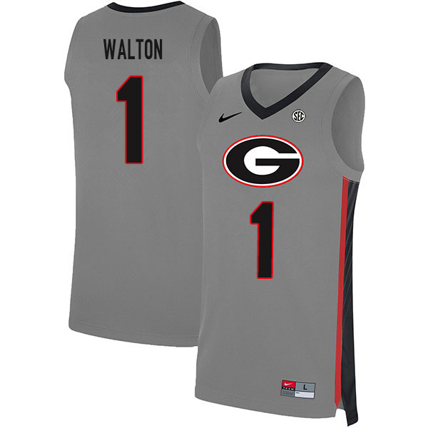 Georgia Bulldogs #1 Jaykwon Walton College Basketball Jerseys Sale-Gray